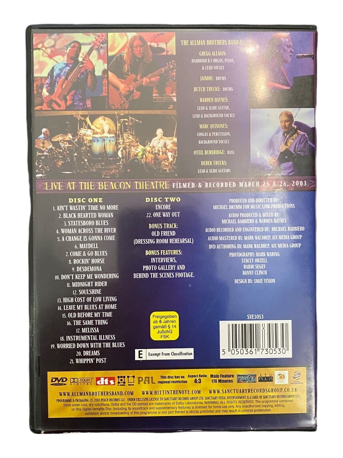 1504 Sanctuary Records THE ALLMAN BROTHERS BAND - LIVE AT THE BEACON THEATRE HC
