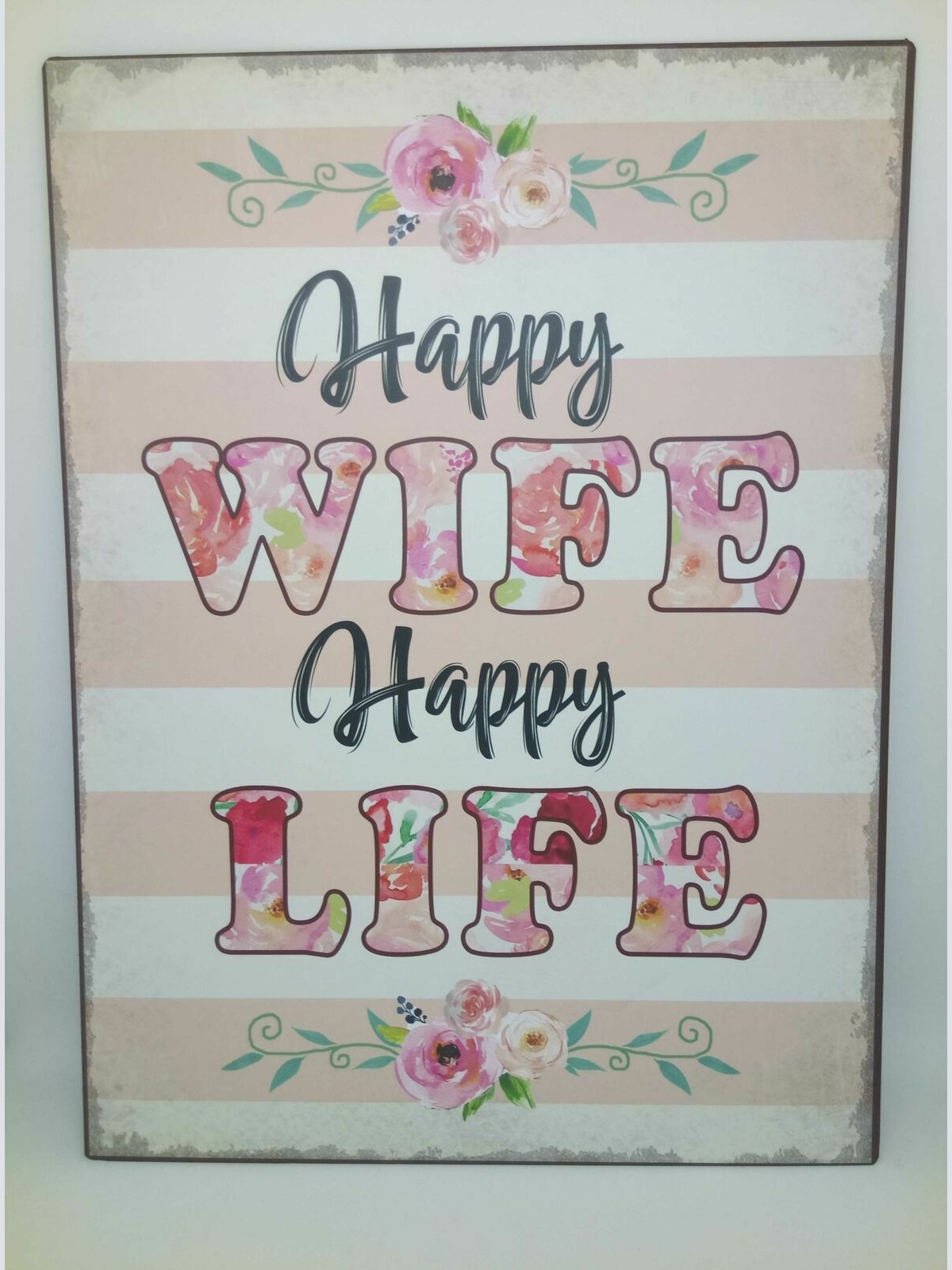 Nostalgie Retro Vintage Blechschild "happy wife happy life" 35x26 50345