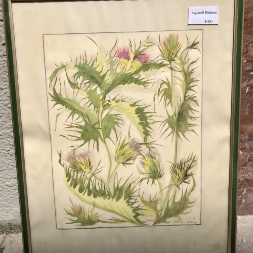Aquarell Blumen, 1968, Inkl Rahmen 42x52cm, (300032)