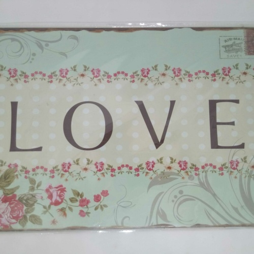 Nostalgie Vintage Retro Blechschild "love" Blumen flowers 30x20 50341