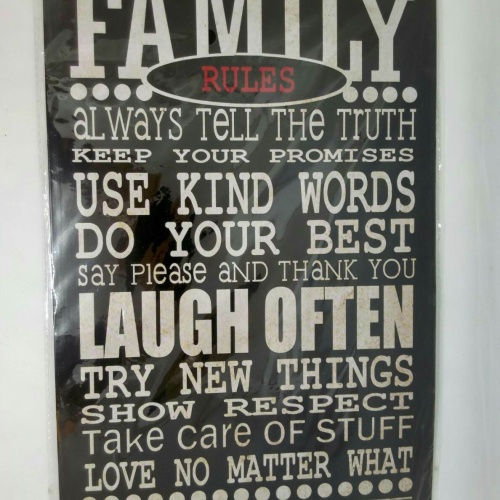 Nostalgie Vintage Retro Blechschild "Family Rules" Spruch s.Bild 30x20 50338