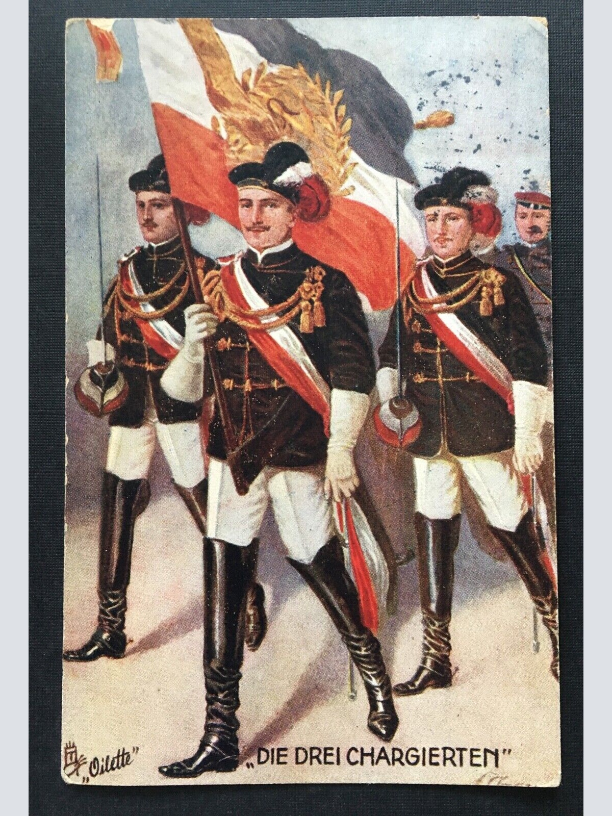 Die Drei Chargierten Uniform Fahne Degen Studentenverbindung Soldaten 400886 TH