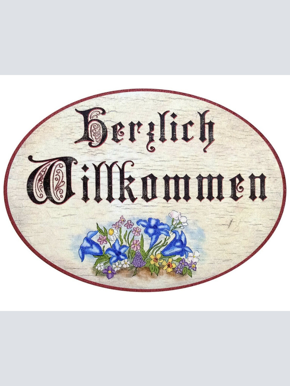 Nostalgie Herzlich Willkommen Türschild Antik Stil Holz oval 13x18