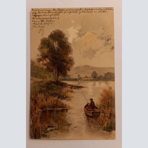 Fischer Angler Künstlerkarte 600597A gr D