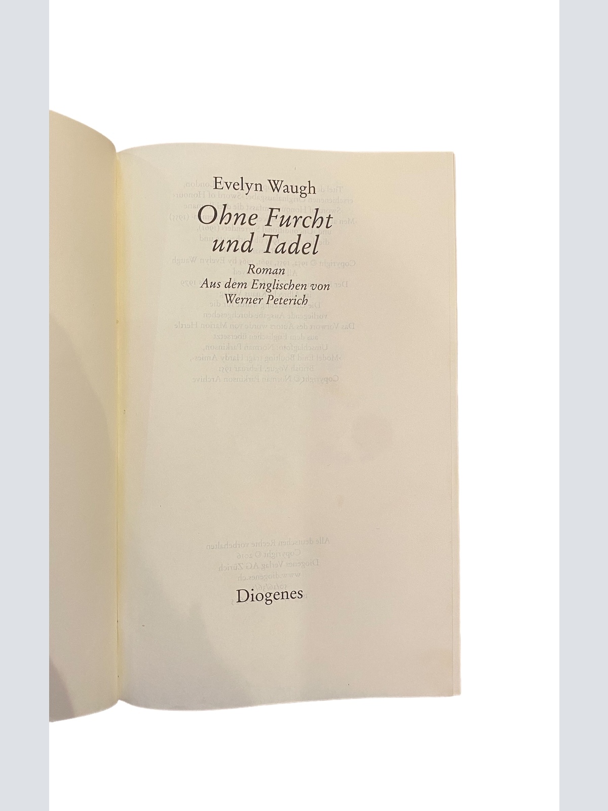 3193 Evelyn Waugh OHNE FURCHT UND TADEL ROMAN HC DIOGENES