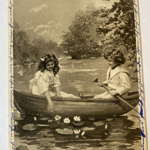Kinder Blumen  See Bootsfahrt um 1907  84018
