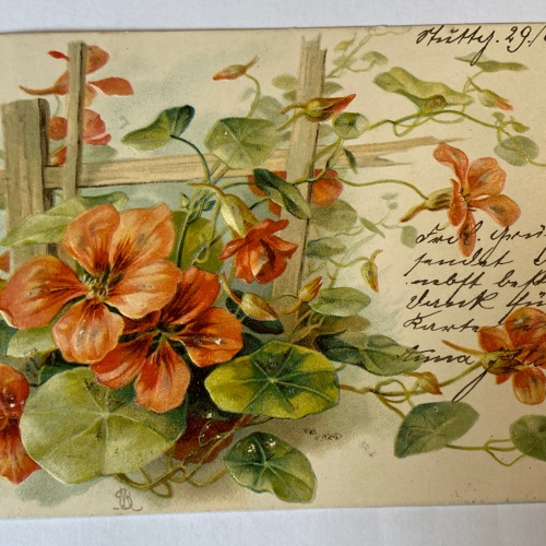 Blumen Prägekarte um 1903 84024