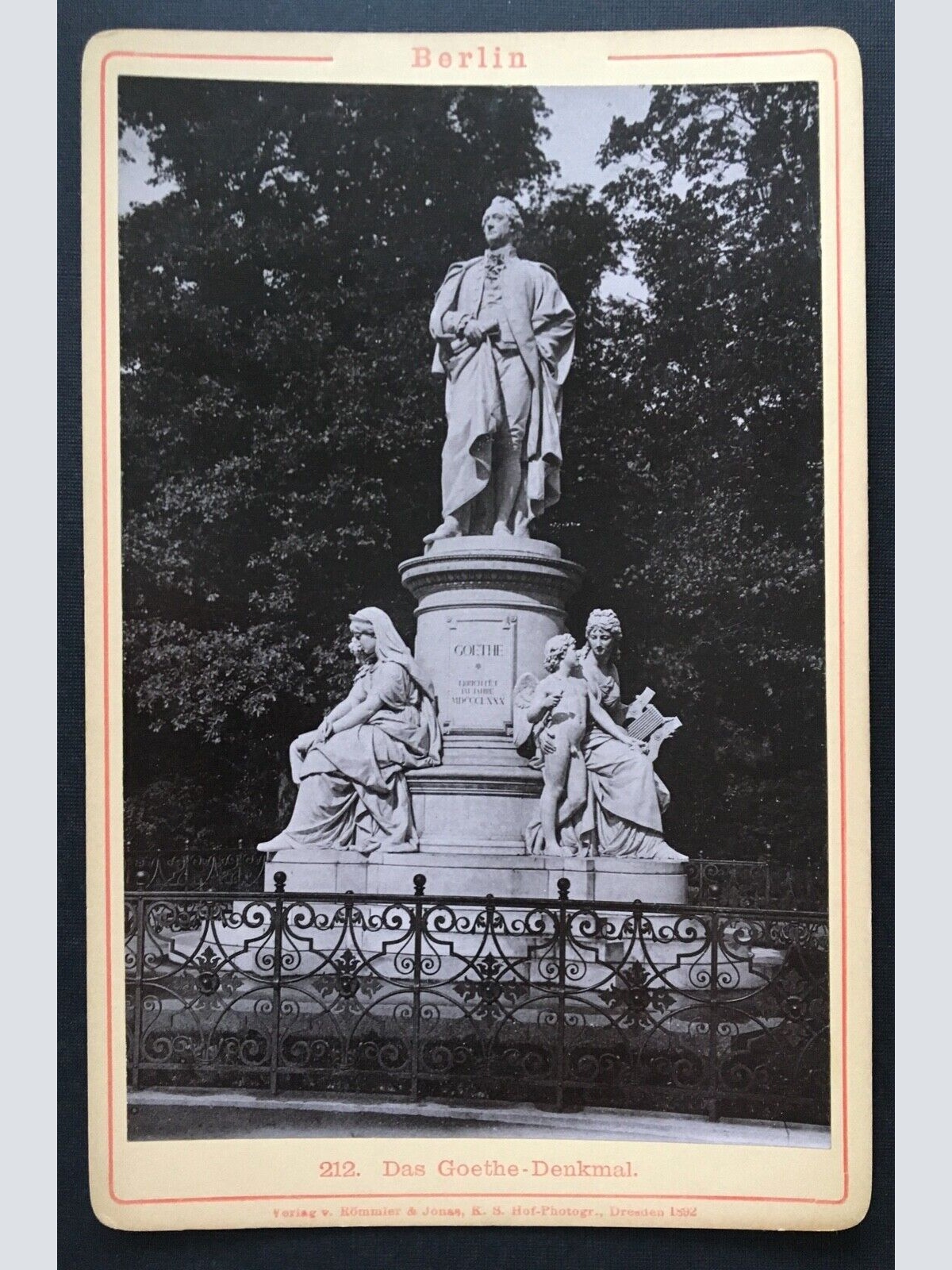 Foto Berlin Goethe-Denkmal Statue Diezel & Langer Wien ca.10,7x16,6cm 400929 TH