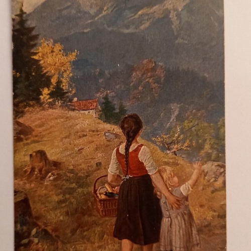 Künstlerkarte zwei Mädchen 500085A gr D