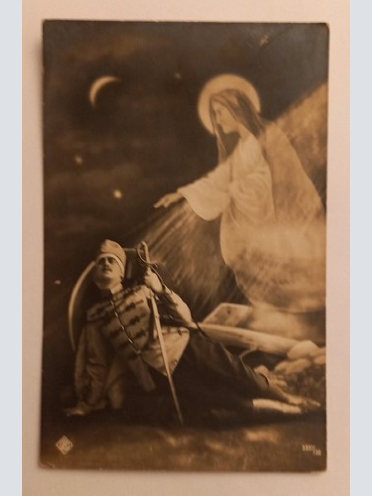 Künstlerkarte Soldat mit Schwert und Engel 600604A gr D