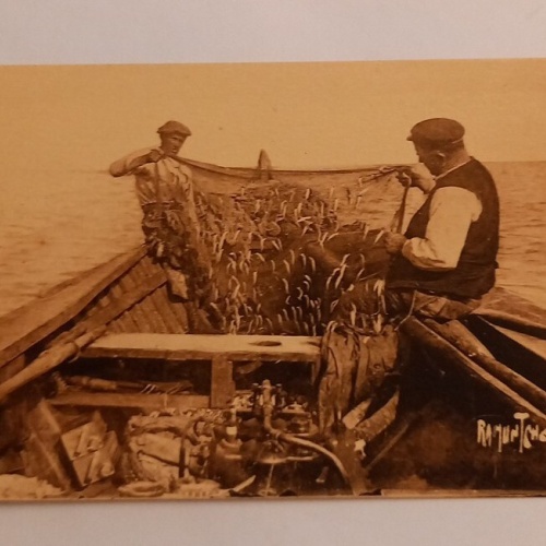 Tamisage de la Sardine zwei Fischer am Boot 600616A gr D