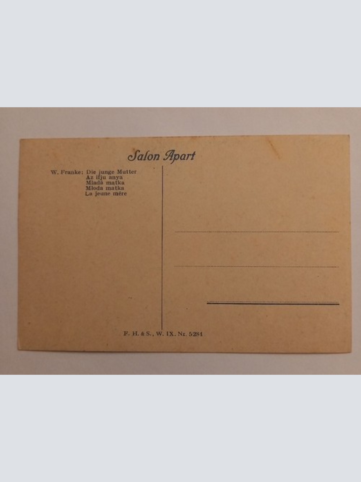 Künstlerkarte Junge Mutter W. Franke 500096A gr D