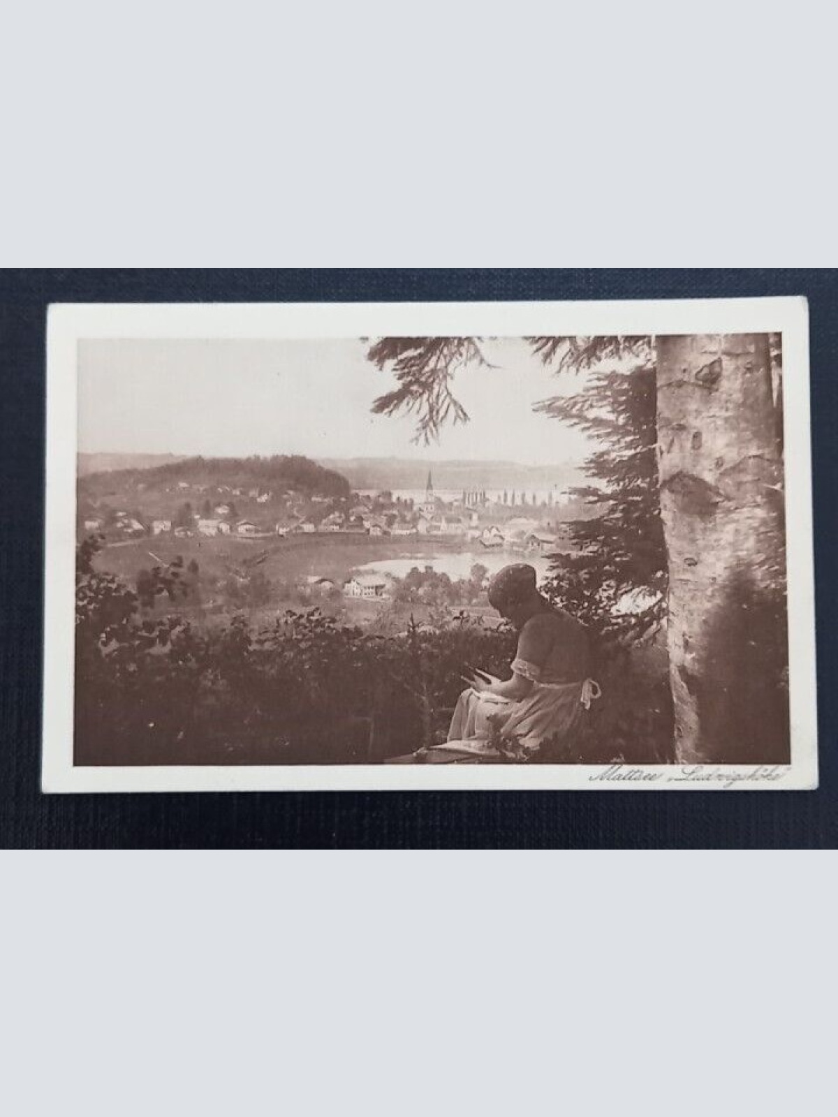 Salzburg Mattsee Ludwigshöhe Frau mit Buch 600243A gr