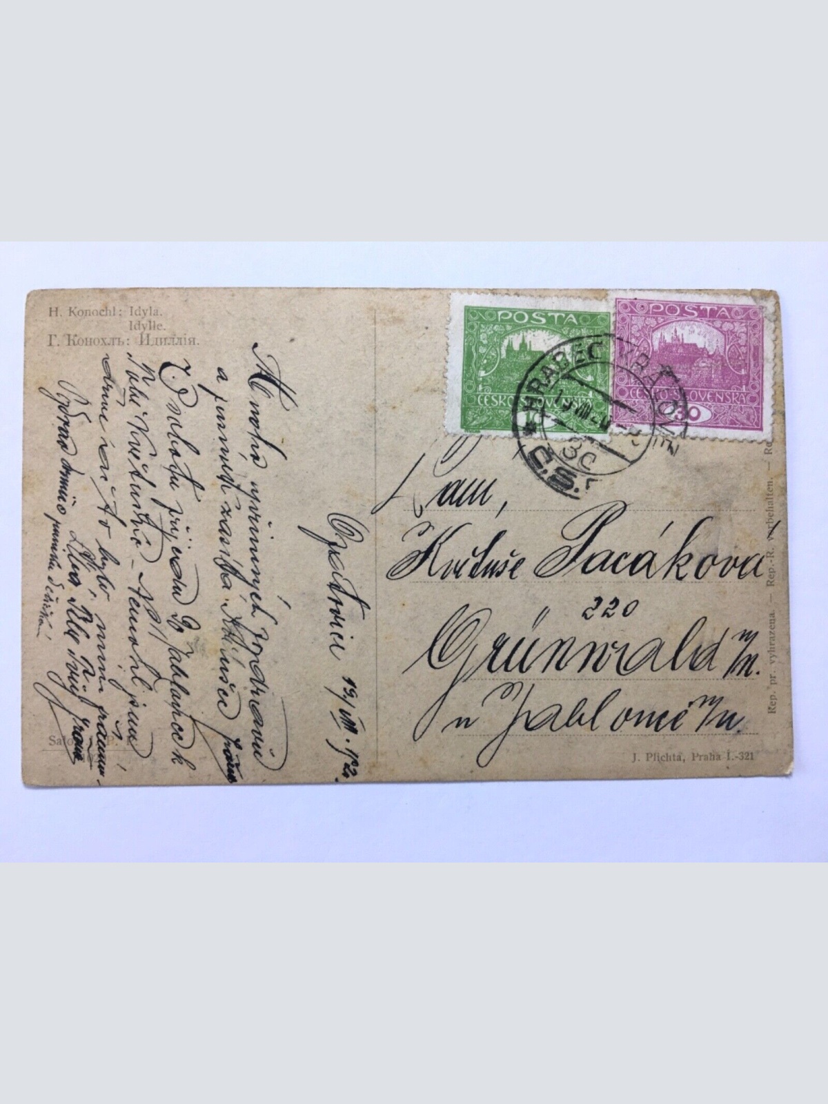 Idylle (H.Konochl) - Paar hält Hände - Alm Schafe - Künstlerkarte 110090 TH