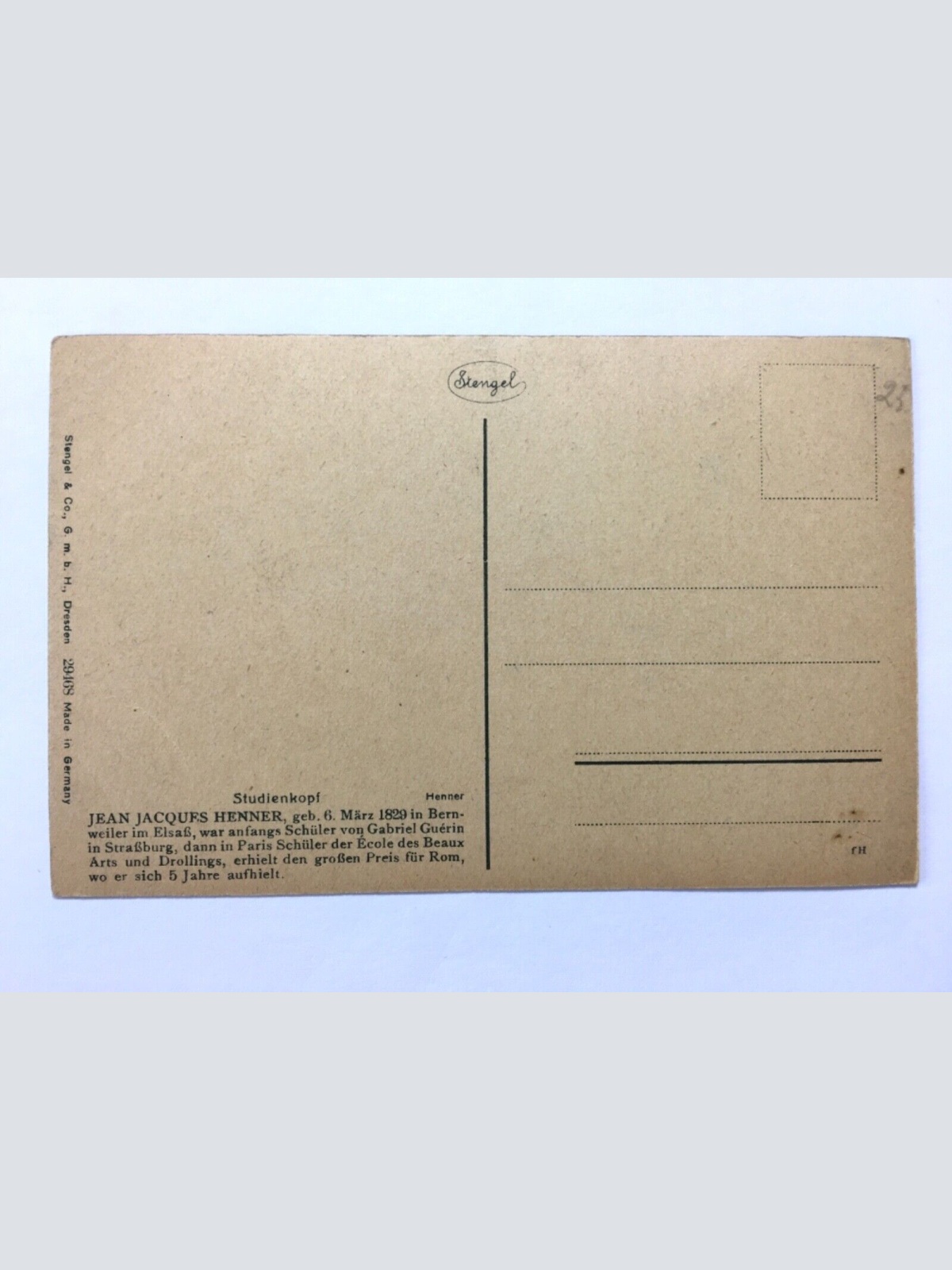 Studienkopf (J.J.Henner) - Frau mit Grünem Kopftuch - Künstlerkarte 110088 TH