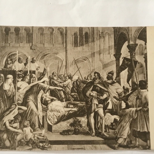 Nibelungenlied, „wie Kriemhield den Hagen als Mörder erkennt“ Schnorr (20040 Bw)