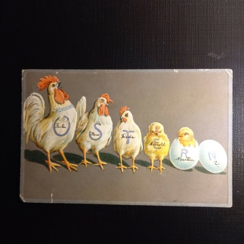 Frohe Ostern Prägekarte Huhn Kücken 400392 gr