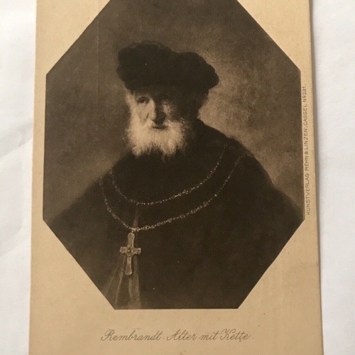 AK, Rembrandt, Alter mit Kette, Mann (20058 BW)