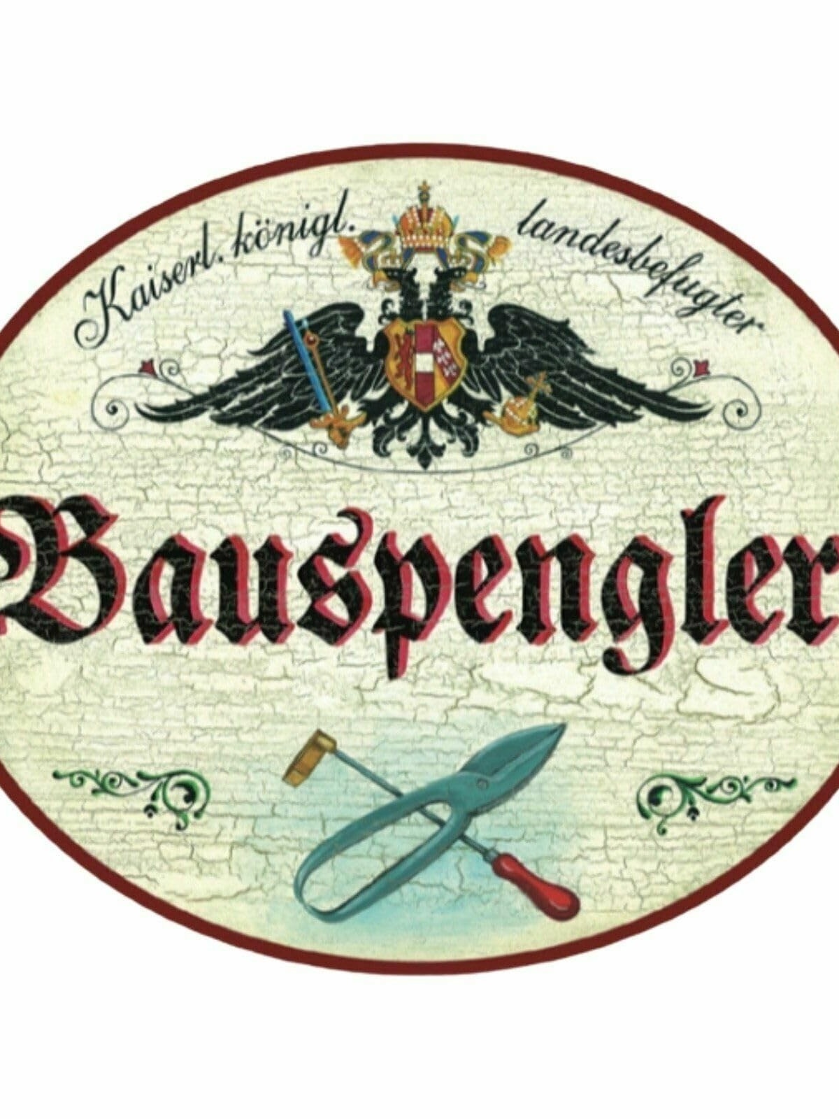 KuK Nostalgie Holzschild Bauspengler Spengler Schild (Größe: 14x17)