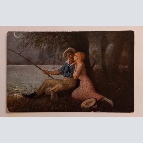 Junges Paar beim Fischen Angler Angeln 600625A gr D