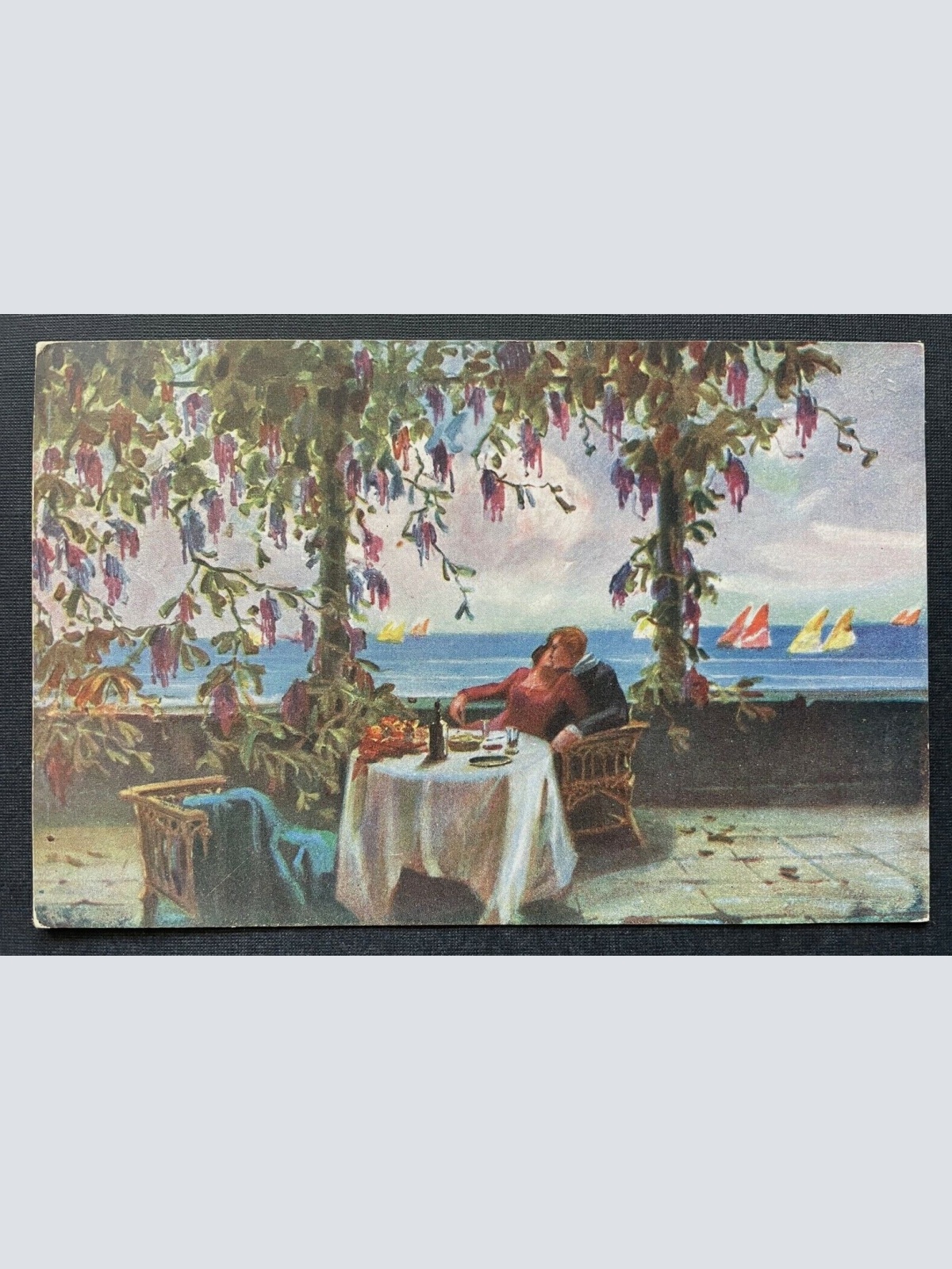 Malerei Im Rausche der Liebe A.Salvarani Paar Mann Frau Tisch Ausblick 400393 TH