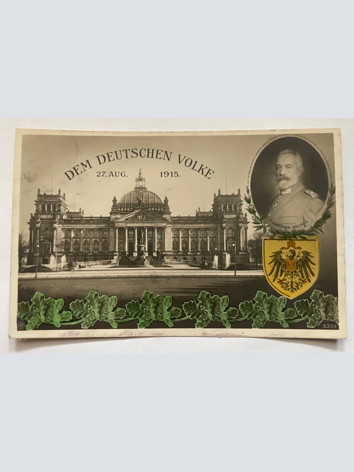 Dem Deutschen Volke 27. Aug. 1915 Reichstag Berlin Deutschland 170070 K TH
