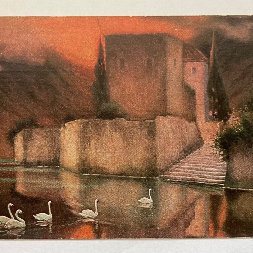 R. Bergholz Der Schwanen See Malerei Bild Künstler Schwäne Nacht 140343 K TH