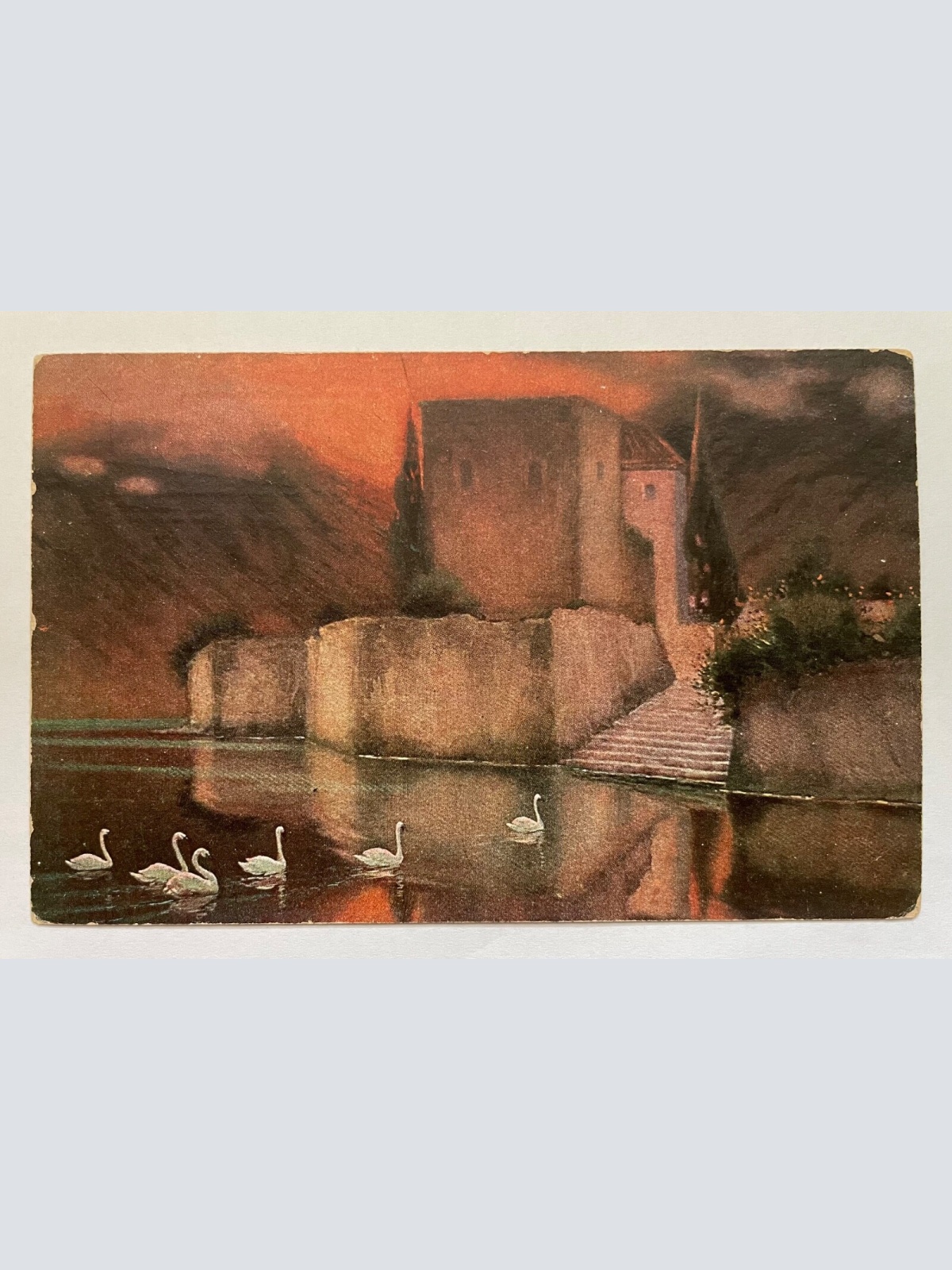 R. Bergholz Der Schwanen See Malerei Bild Künstler Schwäne Nacht 140343 K TH