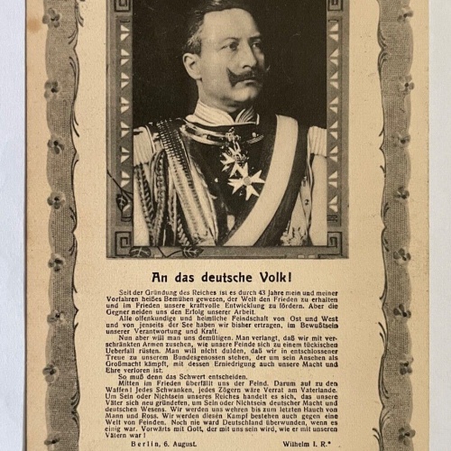 An Das Deutsche Volk! Kaiser Wilhelm I. Berlin Deutschland  8404 K TH