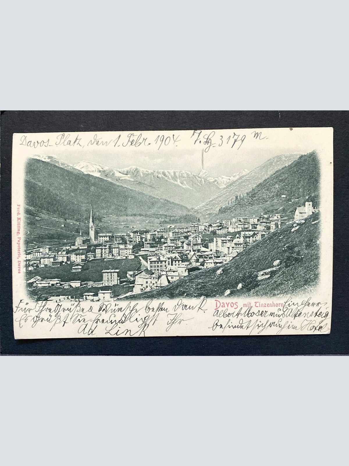 Davos mit Tinzenhorn Prägekarte 80240