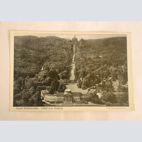 AK, Hessen, Kassel, Wilhelmshöhle, Schloss Hercules (110226 BW)