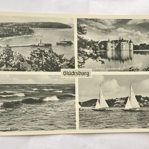 AK, Glücksburg, Ostsee, Schiffe, Schloss, Stadt (110267 BW)