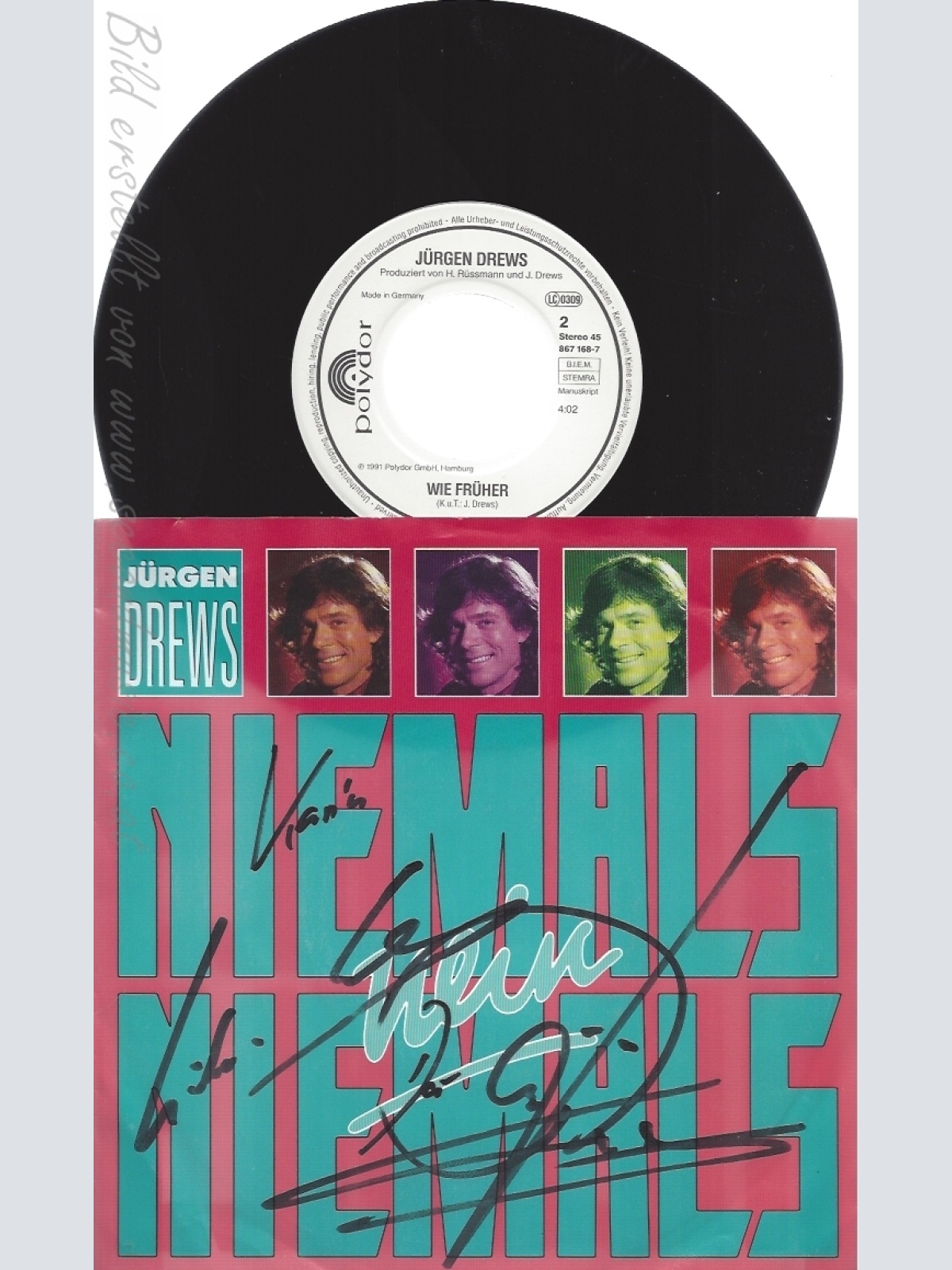 7" JÜRGEN DREWS-- NIEMALS