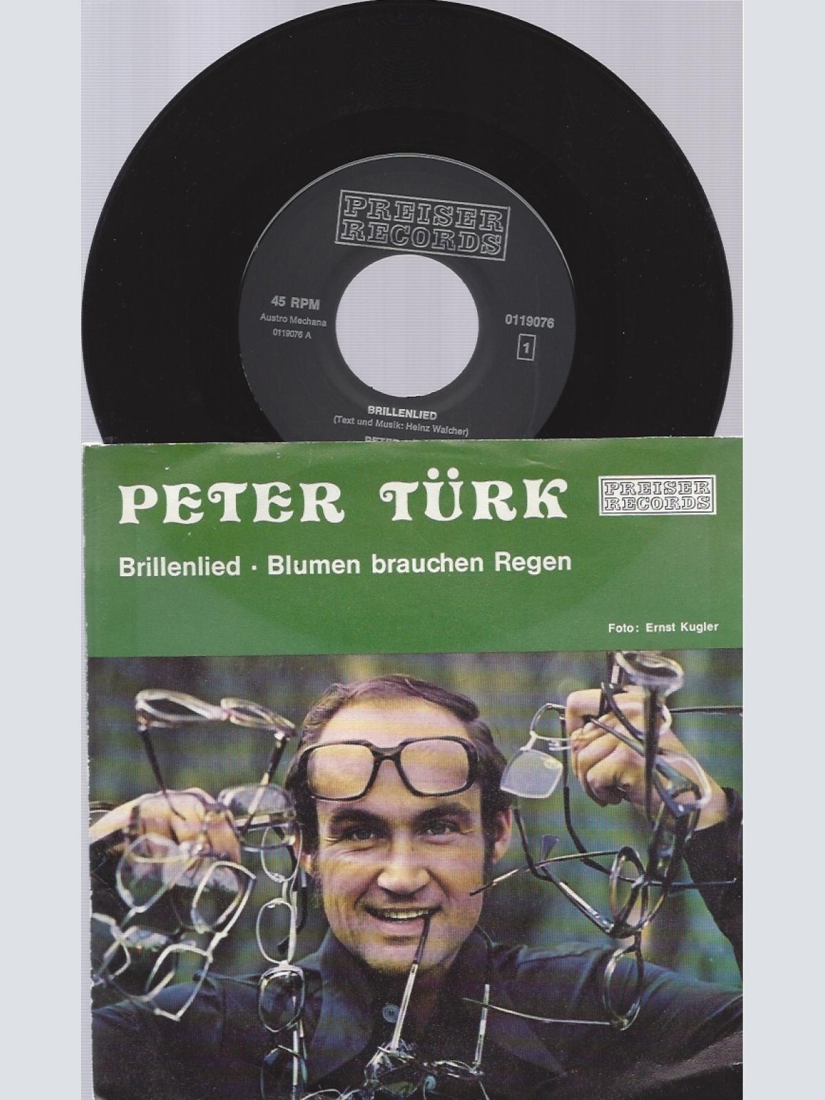 7" PETER TÜRK--BRILLENLIED--BLUMEN BRAUCHEN REGEN--NEAR MINT