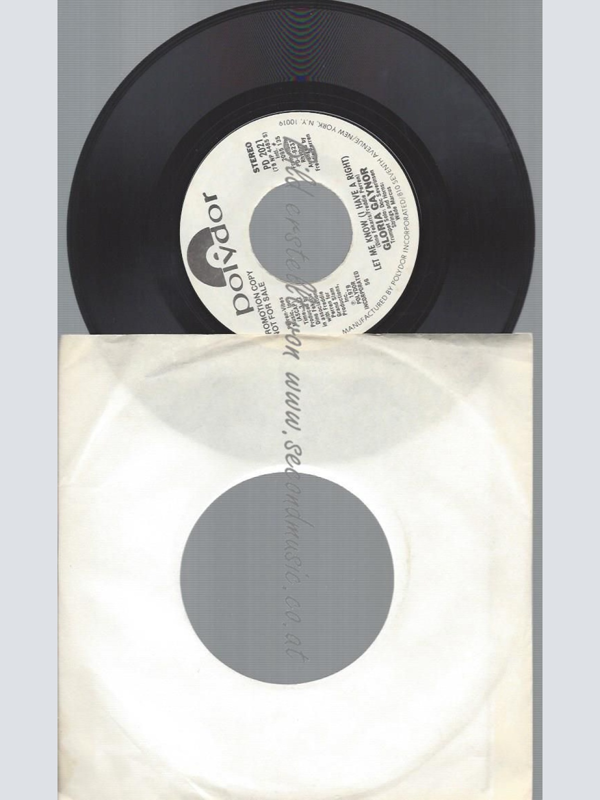 7"  Gloria Gaynor  Let Me Know PROMO