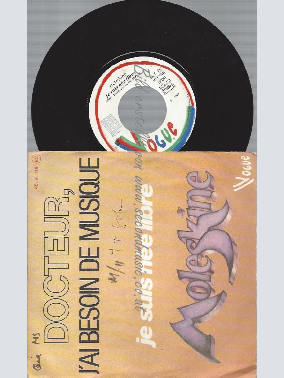 7"  Moleskine – Docteur J'ai Besoin De Musique