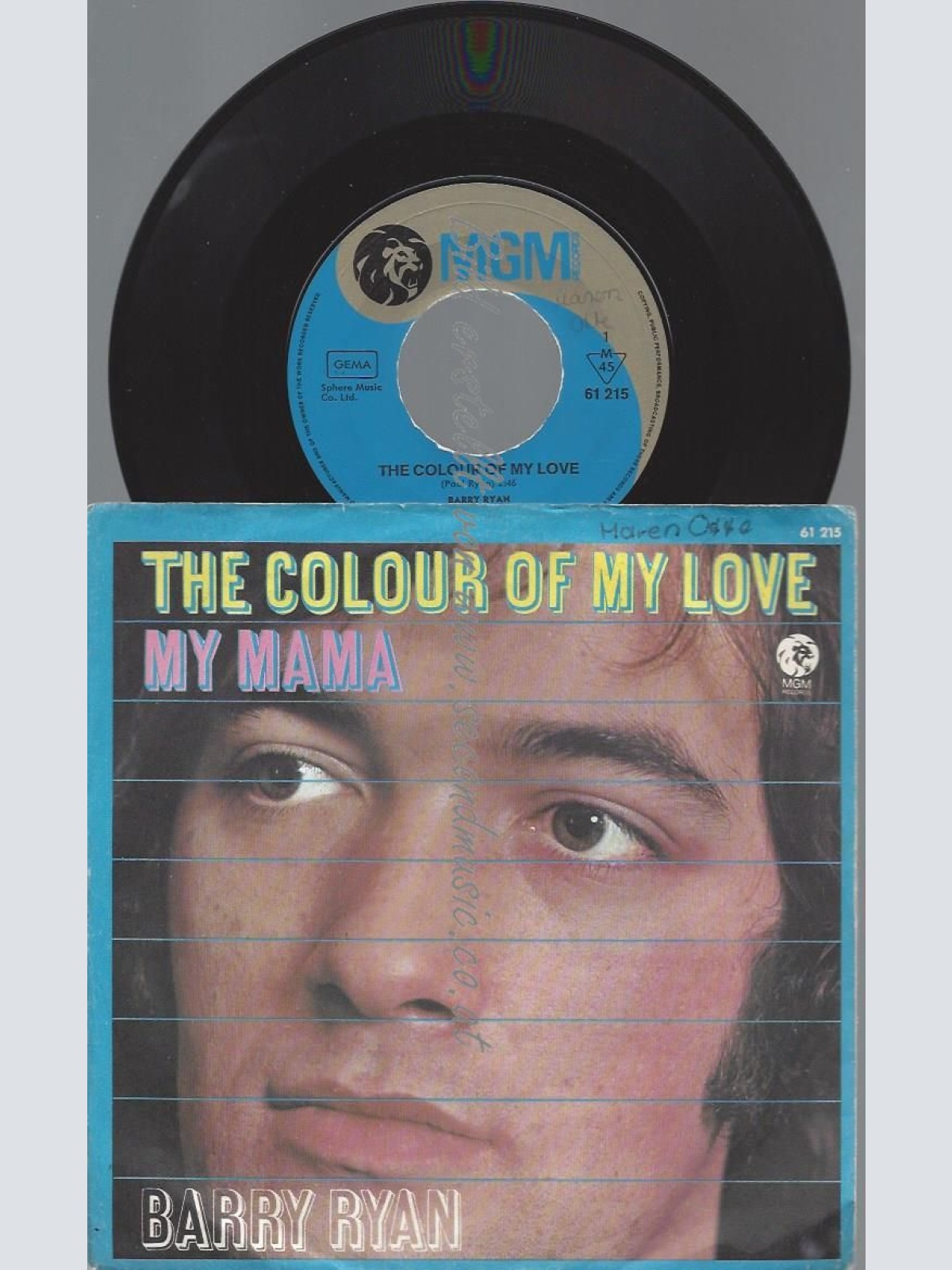7"  Barry Ryan  The Colour Of My Love