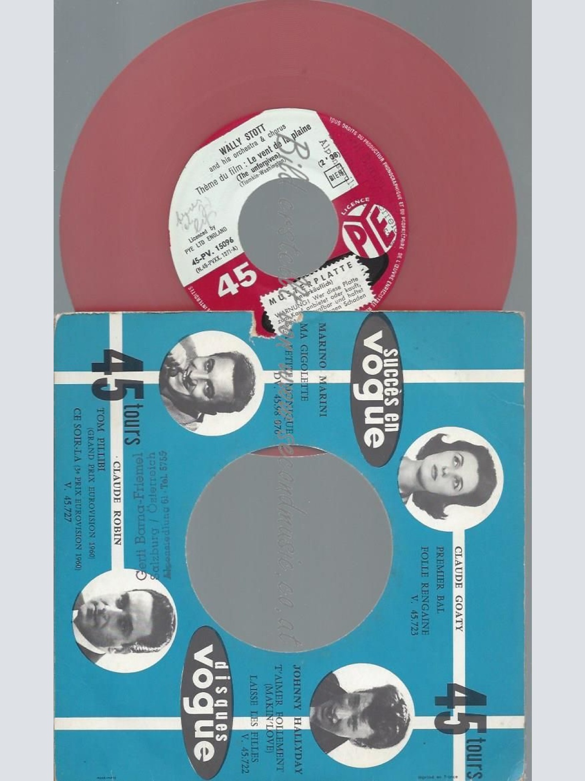 7"   Wally Stott And His Orchestra And Chorus  Le Vent de la Plaine // RED VIN