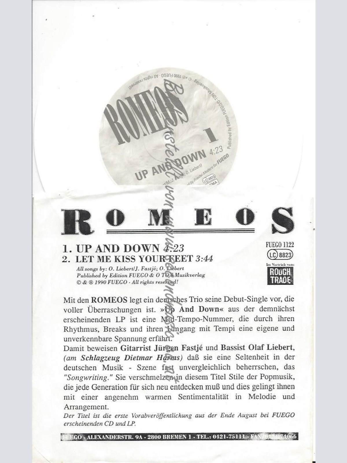 7"   Romeos  Up And Down  // WHITE VINYL