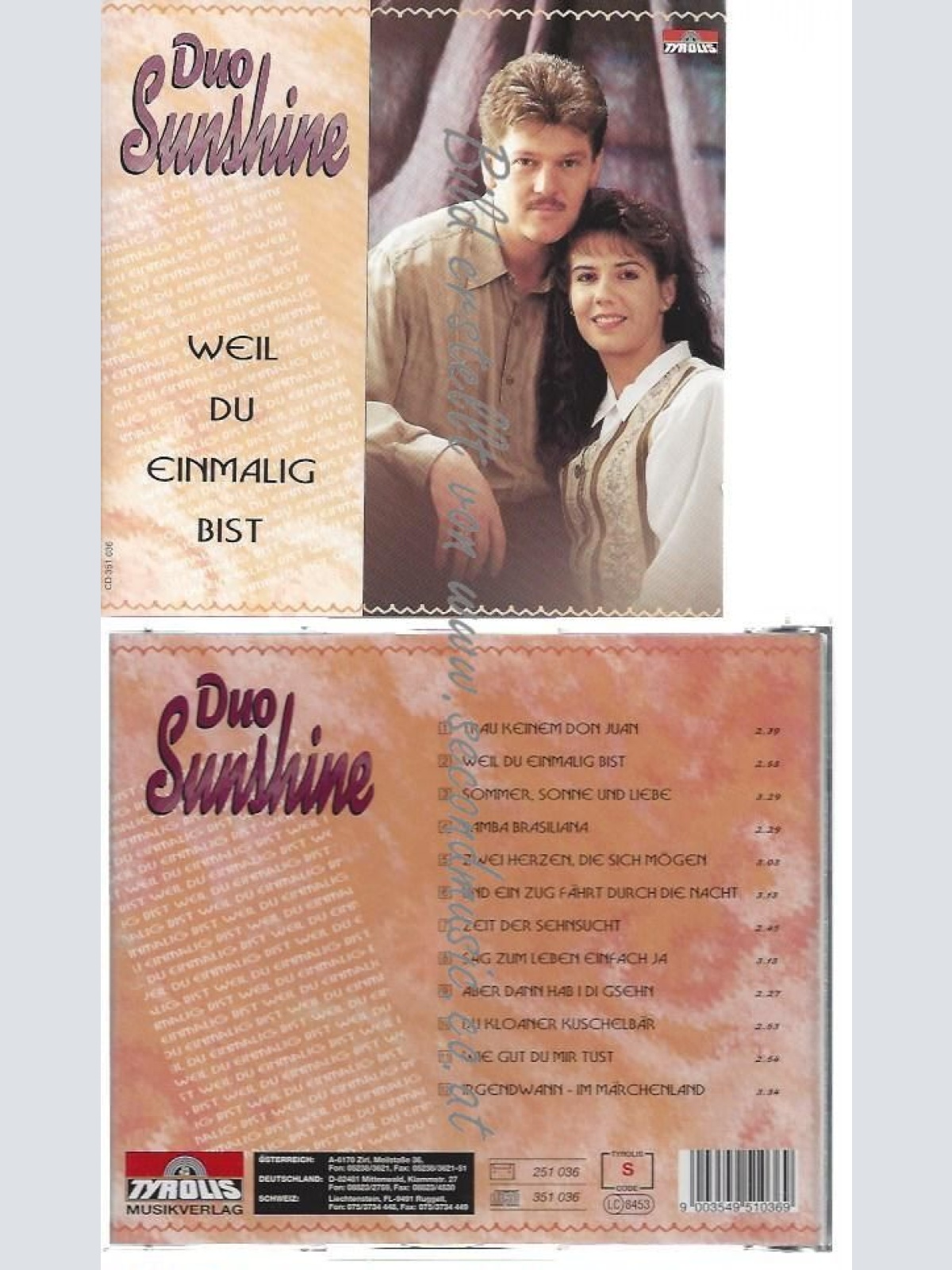 CD--DUO SUNSHINE--    WEIL DU EINMALIG BIST