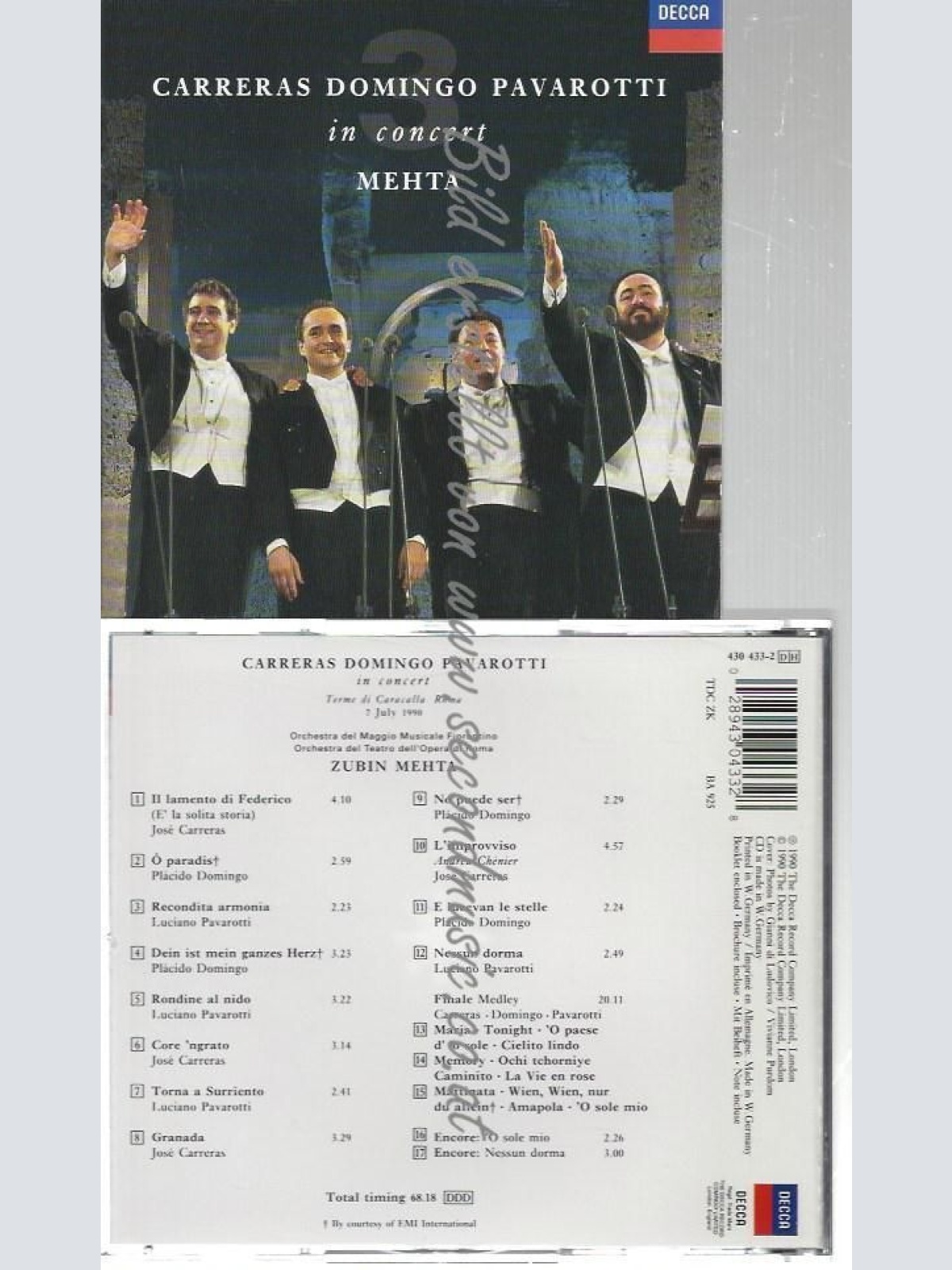 CD--JOSÉ CARRERAS & PLÁCIDO DOMINGO & LUCIANO PAVAROTTI    THE THREE TENORS -