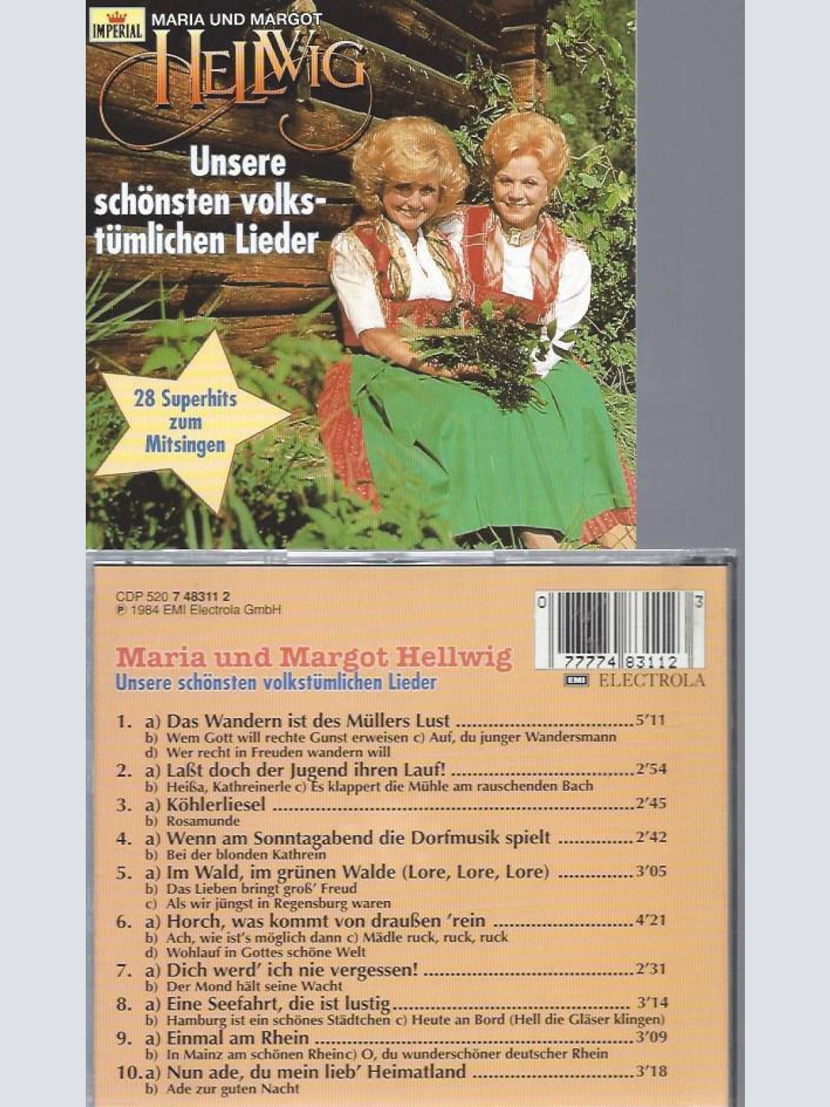 CD--MARIA UND MARGOT HELLWIG UNSERE SCHÖNSTEN VOLKSTÜMLICHEN LIEDER
