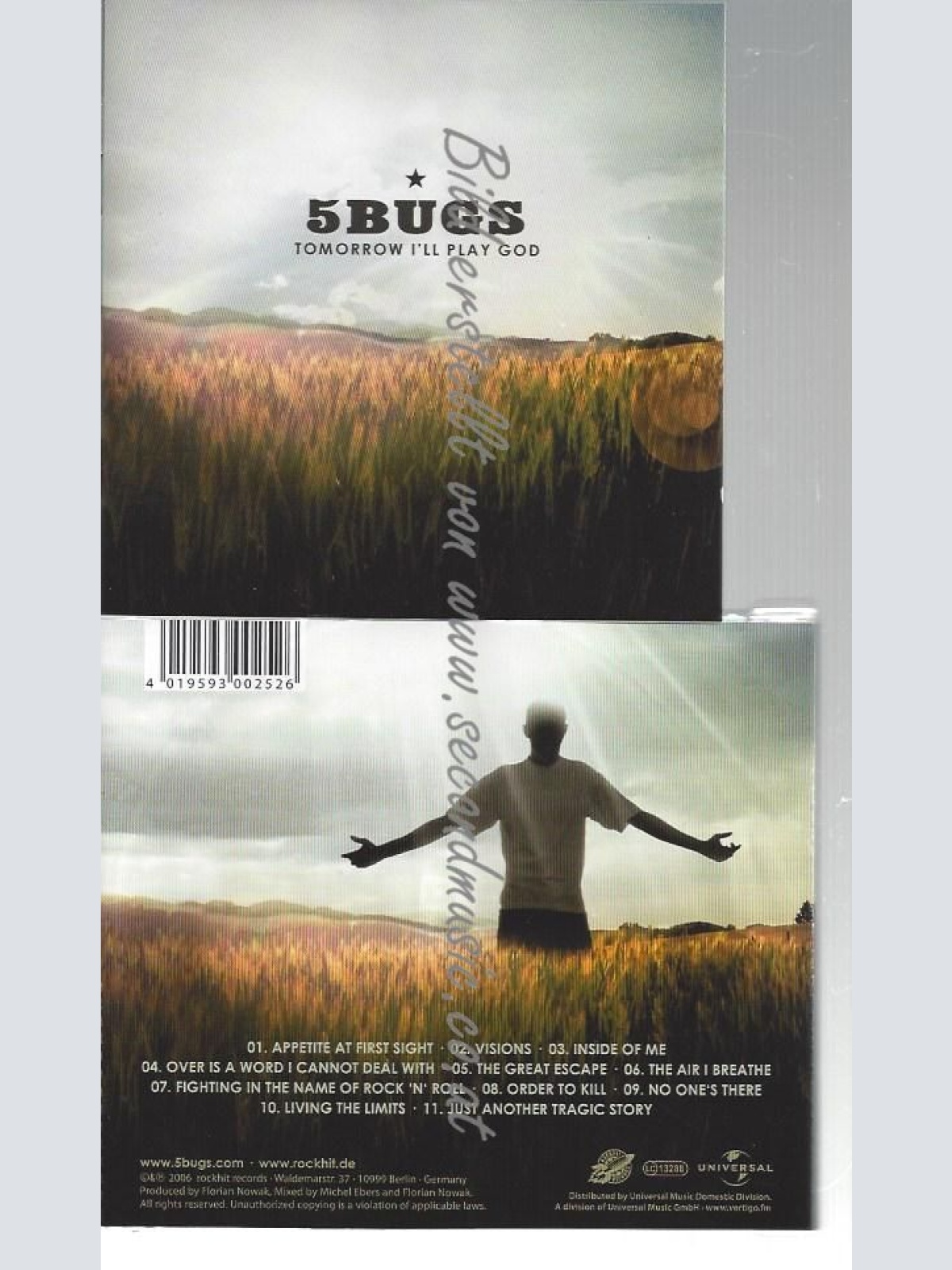 CD--5BUGS--    TOMORROW I'LL PLAY GOD