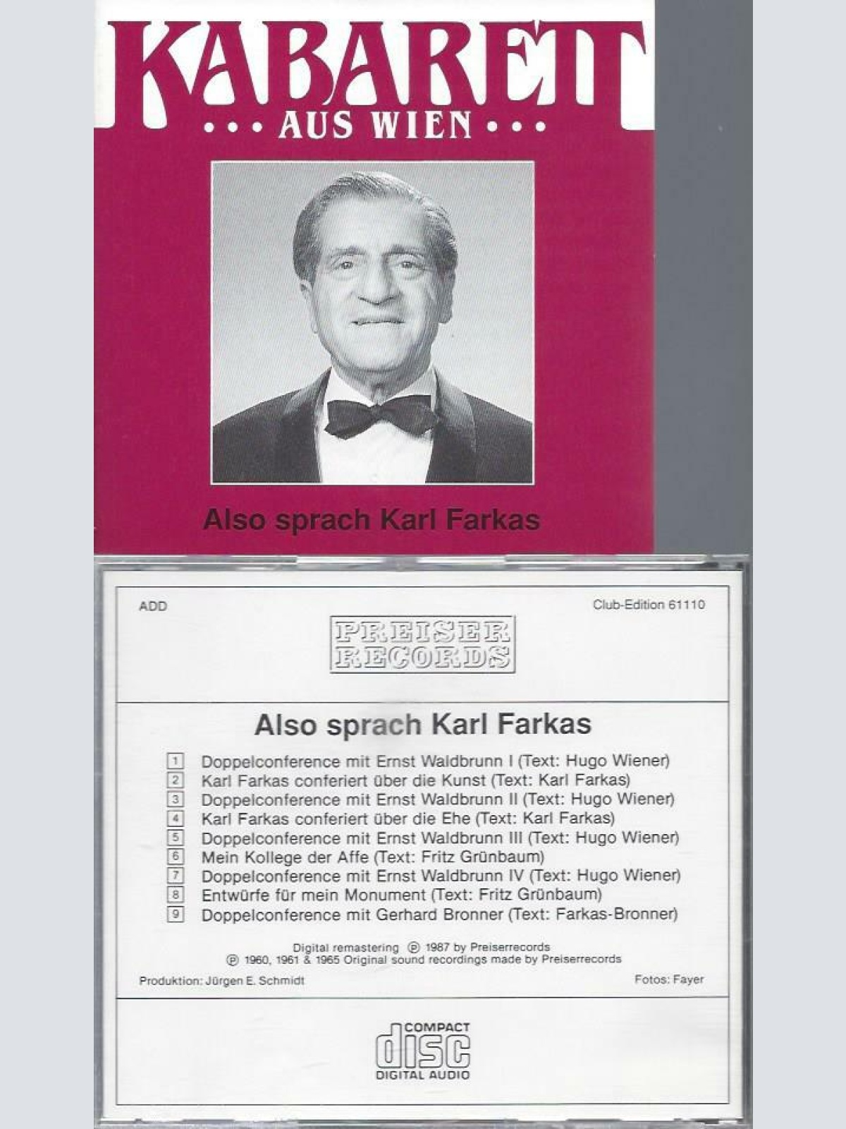 CD // KABARETT AUS WIEN  ALSO SPRACH KARL FARKAS
