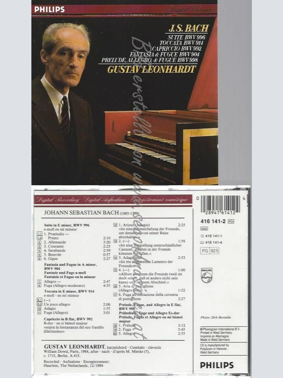 CD--GUSTAV LEONHARDT--BACH:HARPSICHORD MUSIC