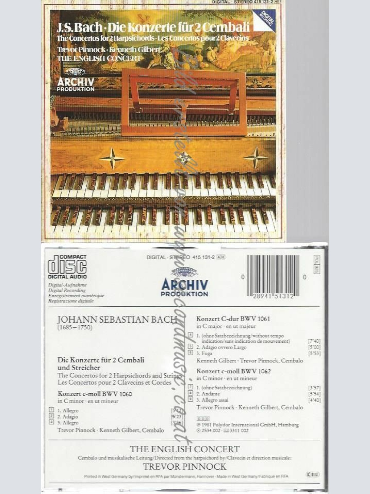 CD--GILBERT,KENNETH, PINNOCK, ET AL. | --DIE KONZERTE FÜR 2 CEMBALI BWV -