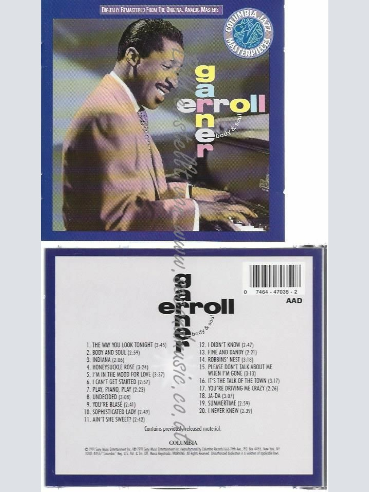 CD--ERROLL GARNER | --BODY & SOUL