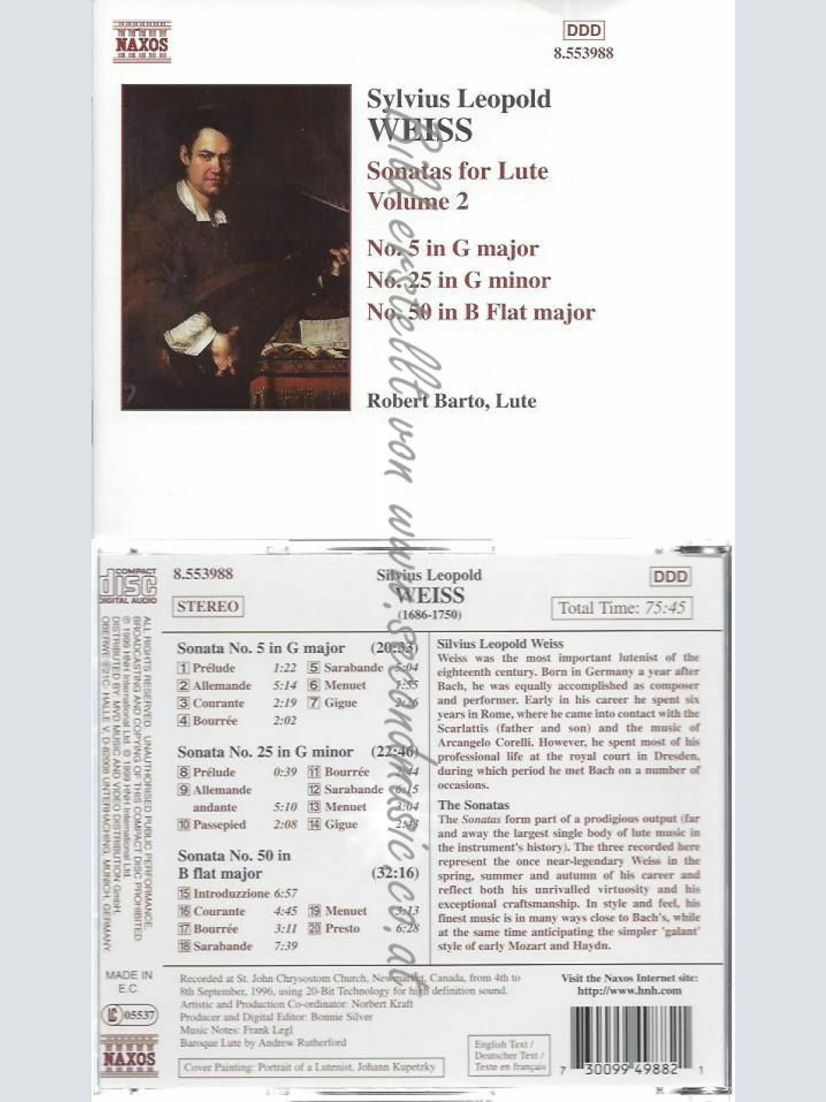 CD--BARTO,ROBERT   WEISS, | --WEISS: SONATAS FOR LUTE, VOL. 2