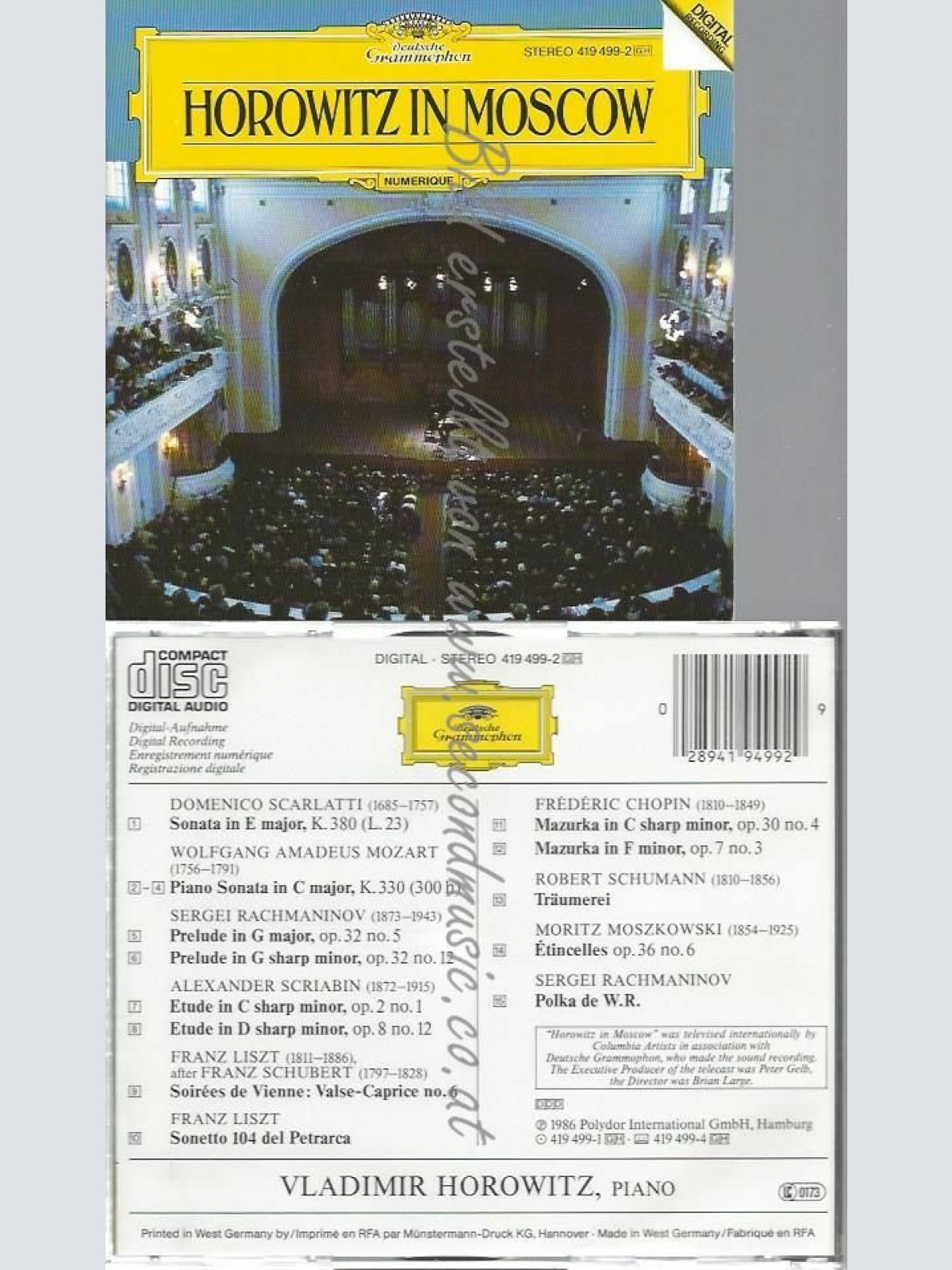 CD--HOROWITZ,VLADIMIR, SCARLATTI, ET AL. | --HOROWITZ IN MOSKAU