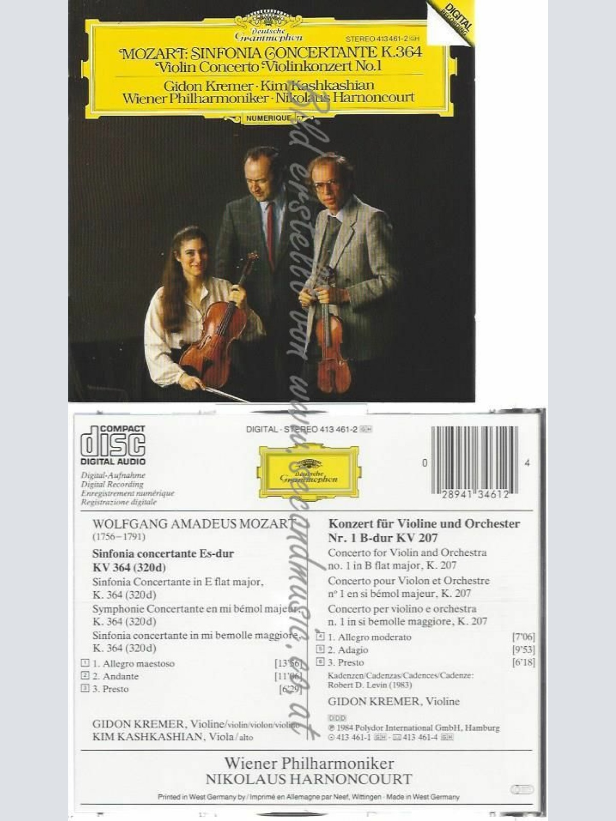 CD--VIOLINKONZERT NR.364 / GIDON KREMER,  MOZART